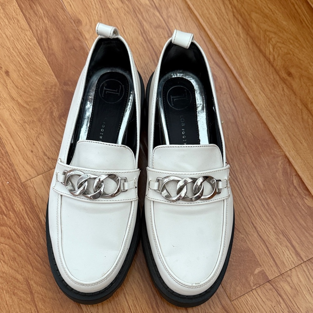 Loro Piana Cream Loafers with Silver Accent